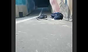 Tunnel Jerk Off and Cum