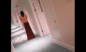 Beijing Dom: Chinese slave walking in hotel
