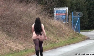 Fat non-professional flasher emmas public exhibitionism and voyeur bbw chick outdoors stripped