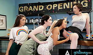 GIRLSWAY New Coffee Shop Owner Casey Calvert Spread Her Legs Wide Open For Alexis Tae And Her Crew