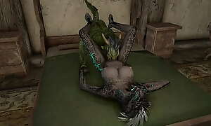 2 Argonians experimenting in bed
