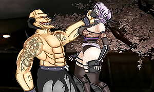Ninja girl ayane belly punch defeated by monster